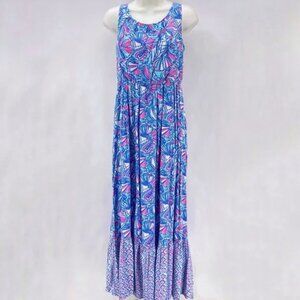 Lilly Pulitzer for Target Maxi Dress in Blue & Pink Seashell Print  Size XL